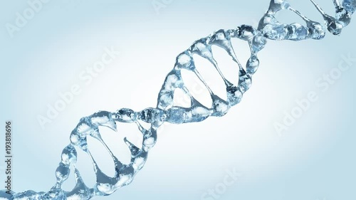Animated DNA model from drops of water. 3D rendering
