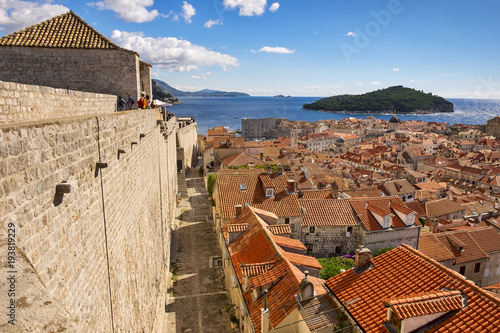 Dubrovnik old city fortress. Old Town walls. Croatia 