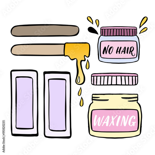 Hair removal hand drawn illustration. Waxing vector color illustration.