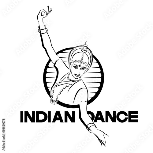 illustration in the form of an Indian dancing girl in the form of a symbol or logo
