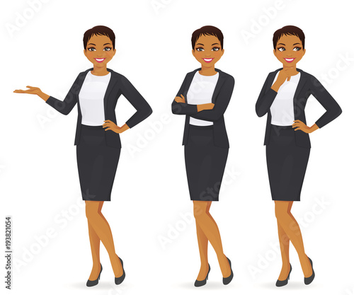 Business woman set in suit vector illustration