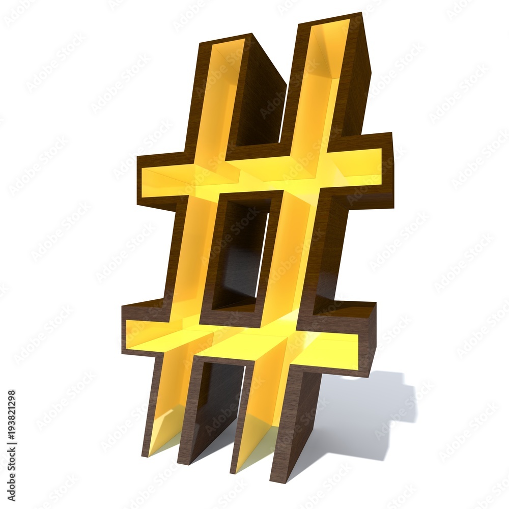 Fototapeta premium Conceptual wood or wooden brown font or type with gold or golden metal interior isolated on white background. Educative hadwood material, smooth surface mahogany handmade rich 3D illustration object