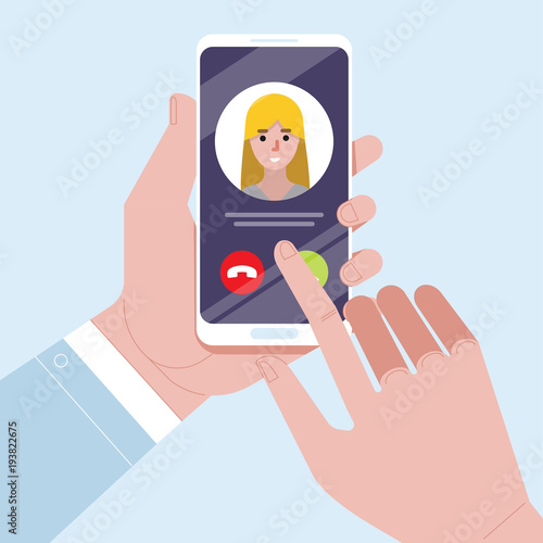Incoming call on smartphone screen