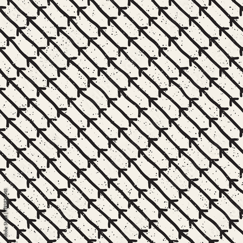 Hand drawn style ethnic seamless pattern. Abstract grungy geometric background in black and white.