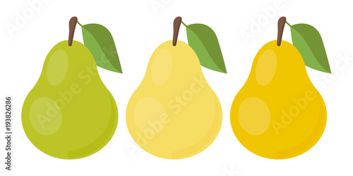 Fototapeta Vector pear. Set icons. Vector illustration.