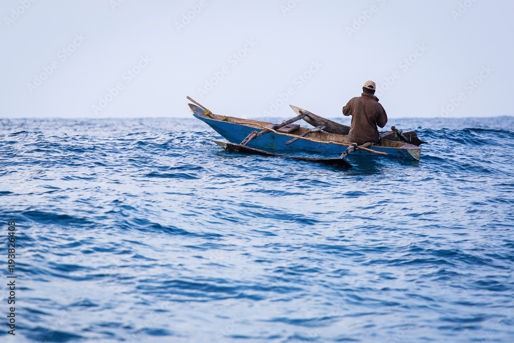 Fototapeta premium Traditional Fisherman Dhow Boat during the day, Zanzibar, Tanzania.