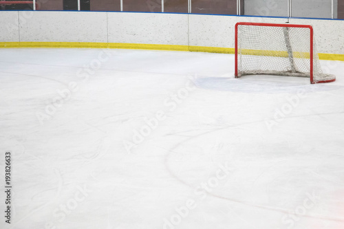 Empty net at an ice hockey rink