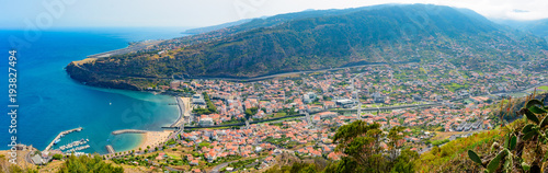 Panoramic view of Machico town and Madeira airport