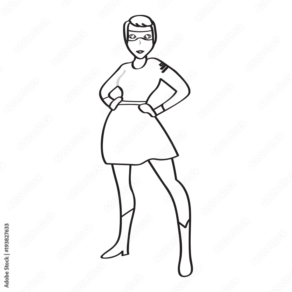 Superwoman cartoon character sketch
