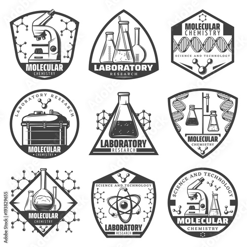Vintage Monochrome Laboratory Research Labels Set