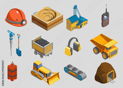Isometric Mining Elements Set