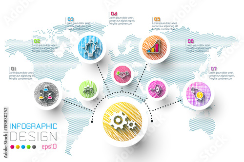 Business infographic with 8 steps.