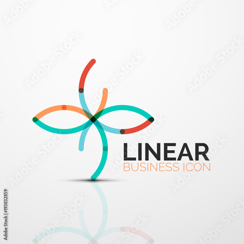 Outline minimal abstract geometric linear business icon made of line segments, elements