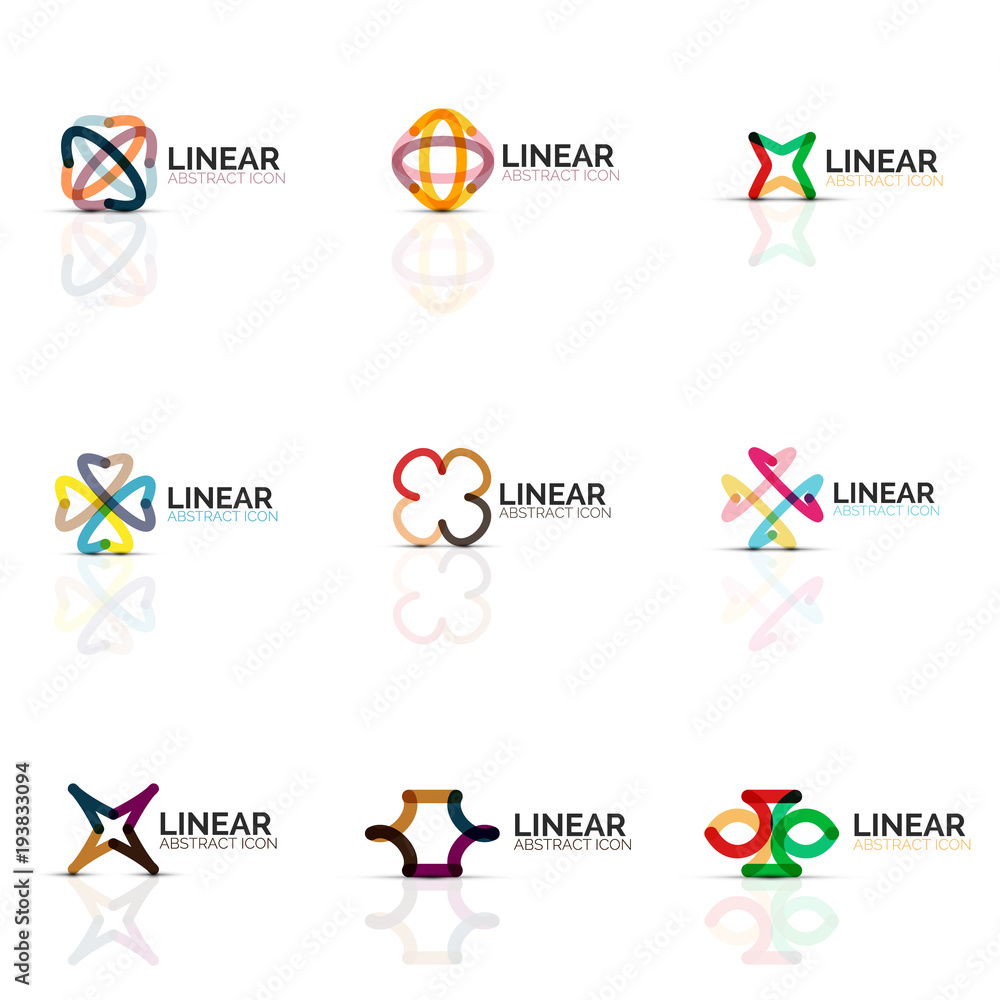 Set of abstract flower or star minimalistic linear icons, thin line geometric flat symbols for business icon design, abstract buttons or emblems Set of abstract flower or star minimalistic linear icons, thin line geometric flat symbols for business icon design, abstract buttons or emblems