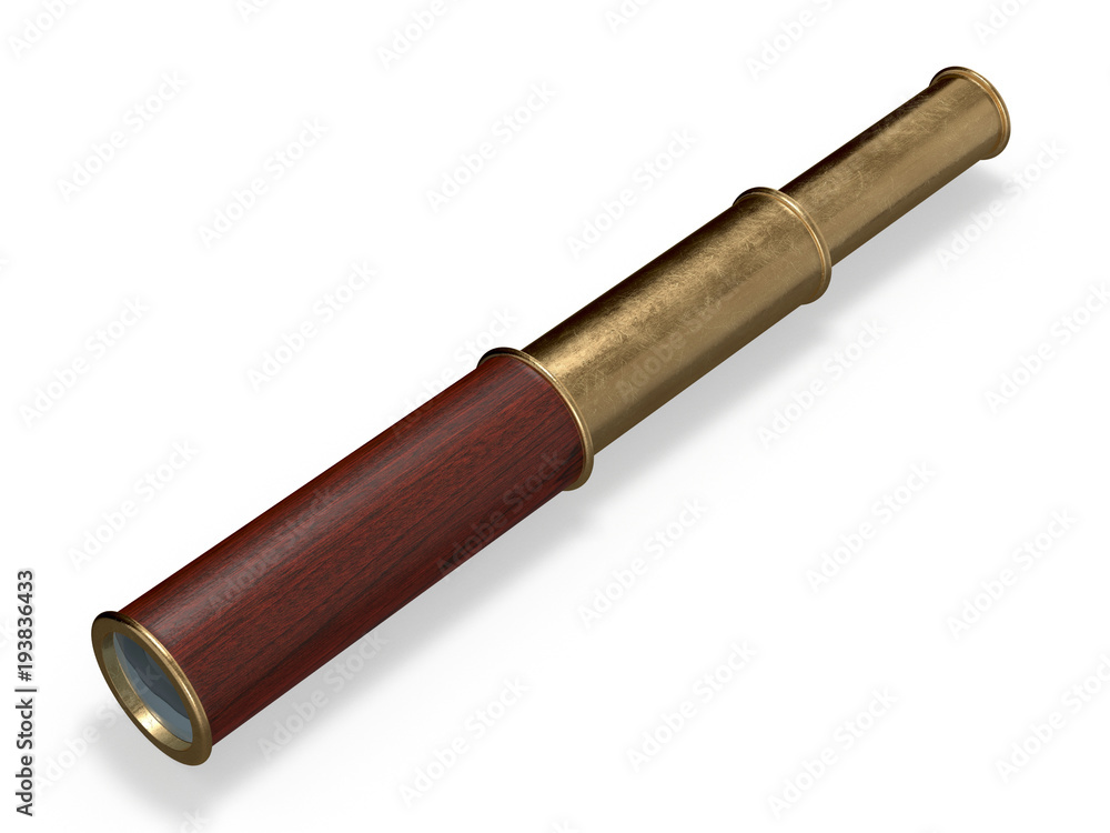 Authentic model bronze spyglass 3d rendering
