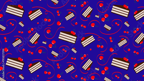 Chocolate cake with cherries pattern