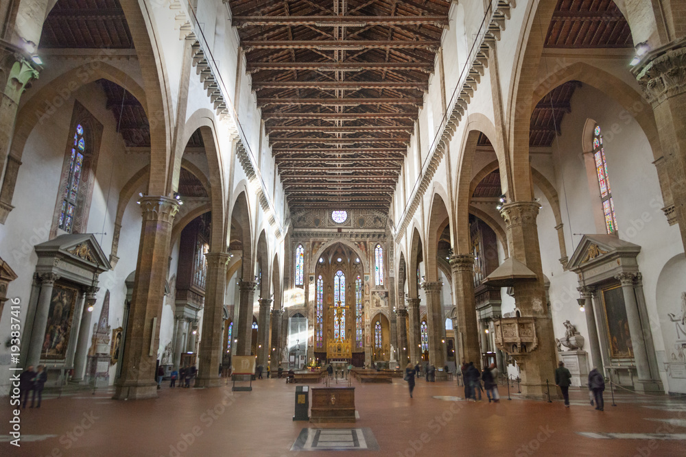 FLORENCE, ITALY - November 11, 2017:The interior of the Basilica of Santa Croce