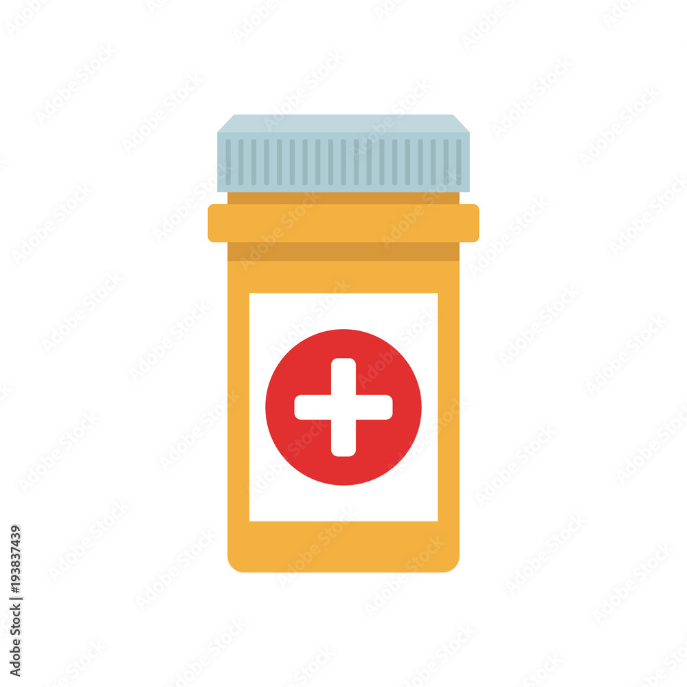 Pill bottle. Vector. Flat design. Pill bottle. Vector. Flat design.