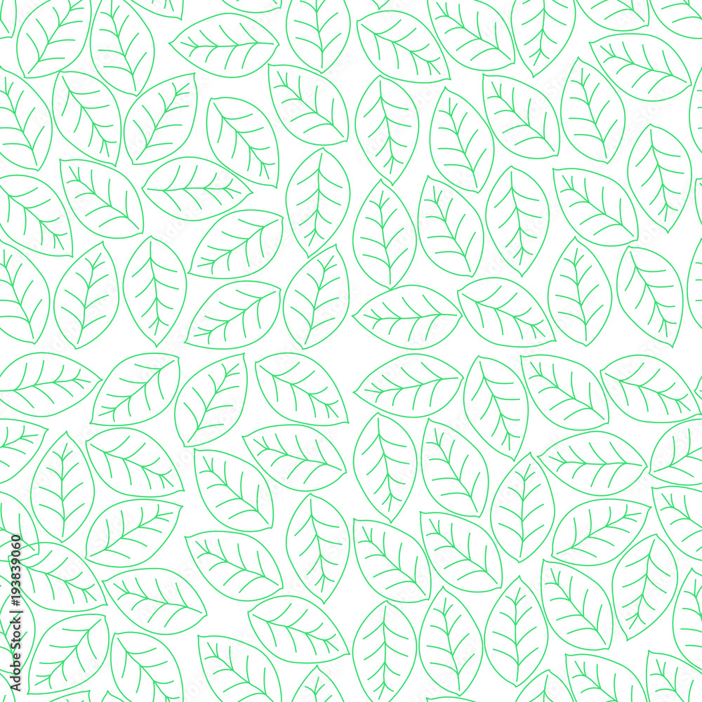 Natural background with green leaves. Seamless pattern, flat vector illustration on white background. Natural background with green leaves. Seamless pattern, flat vector illustration on white background.