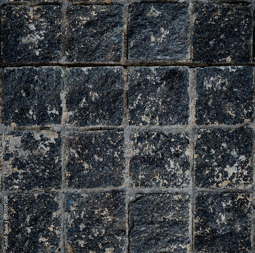 Natural granite stone seamless texture pattern made of granite squares. Dark grey seamless granite stone rock texture. Dark Grunge granite stone seamless texture. Stone seamless