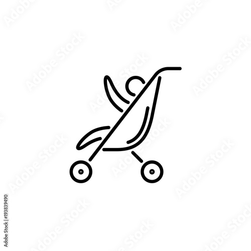 Thin line baby icon Stroller carriage