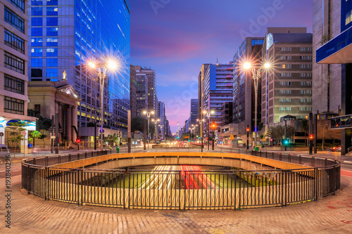 Paulista Avenue at twilight in Sao Paulo photo