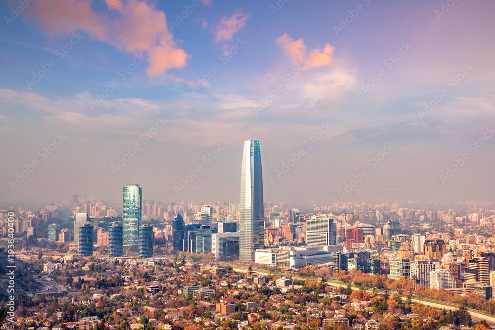 The skyline of Santiago in Chile