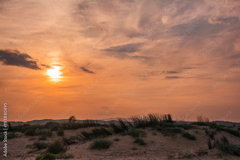 Naklejka premium Sunset over the dunes