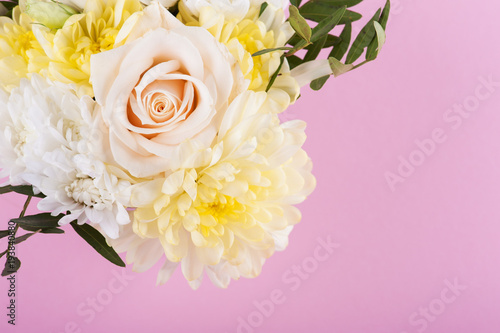 Yellow pink bouquet flowers