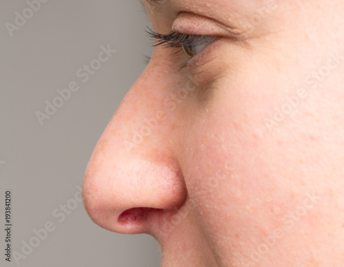 Macro of nose of woman