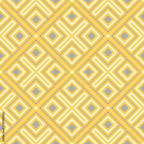 Yellow geometric background. Bright seamless pattern