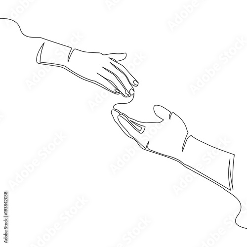 Helping hand concept continuous line vector