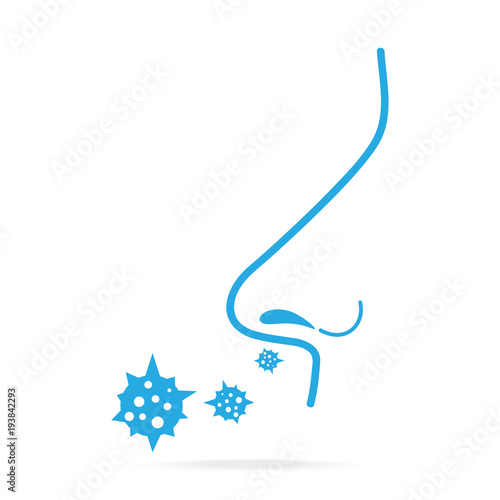 Breathing, Inhale and virus blue icon. Infection breathing concept. Medical icon