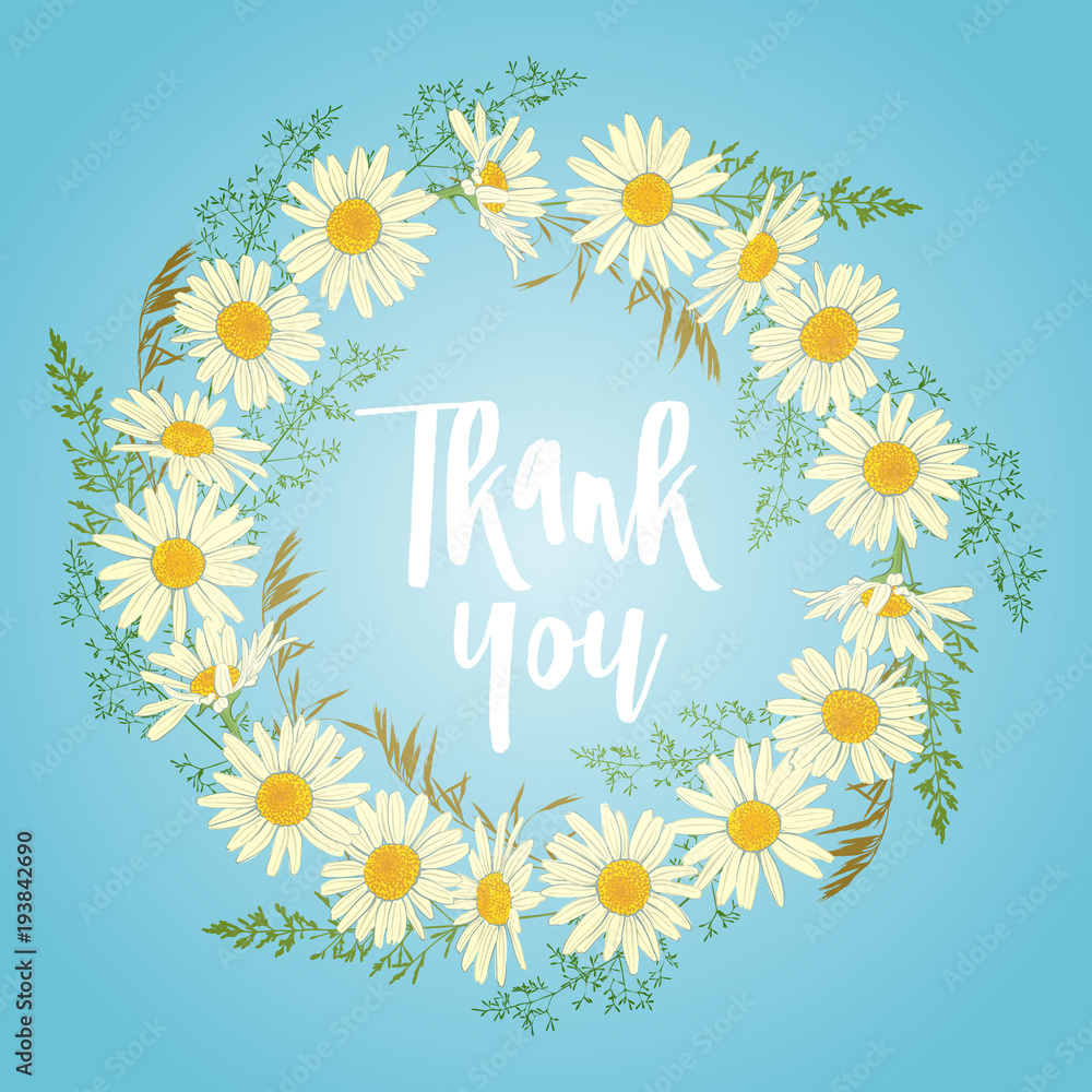 Fototapeta premium Card with Chamomile flowers wreath