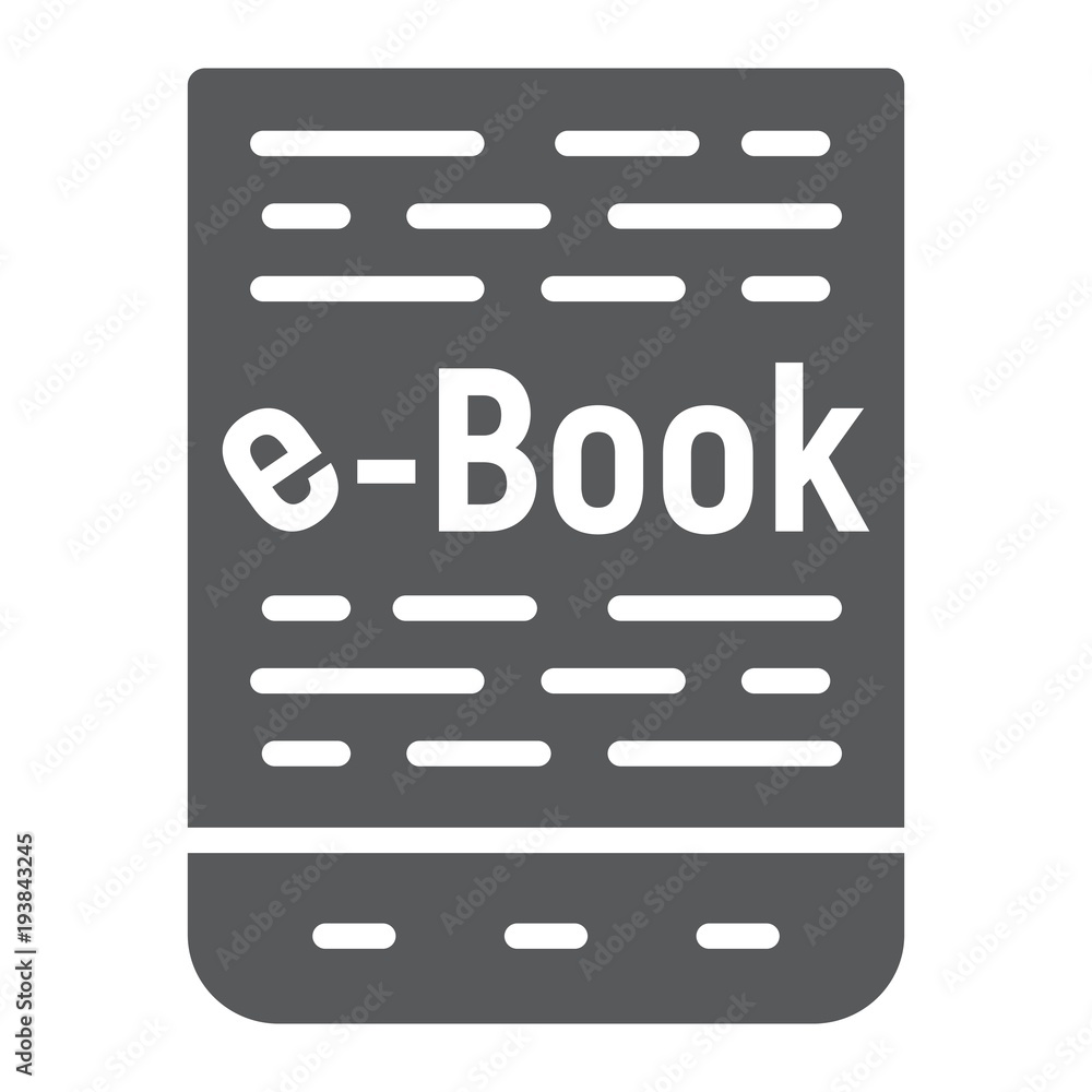 E book glyph icon, e learning and education, tablet sign vector graphics, a solid pattern on a white background, eps 10. E book glyph icon, e learning and education, tablet sign vector graphics, a solid pattern on a white background, eps 10.