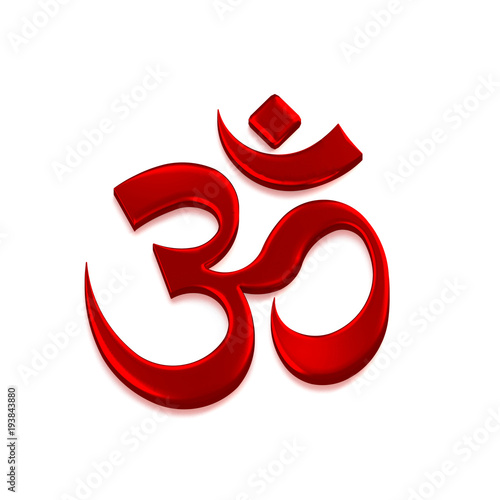 Om Red Color Good Energy Symbol. 3D Render Illustration