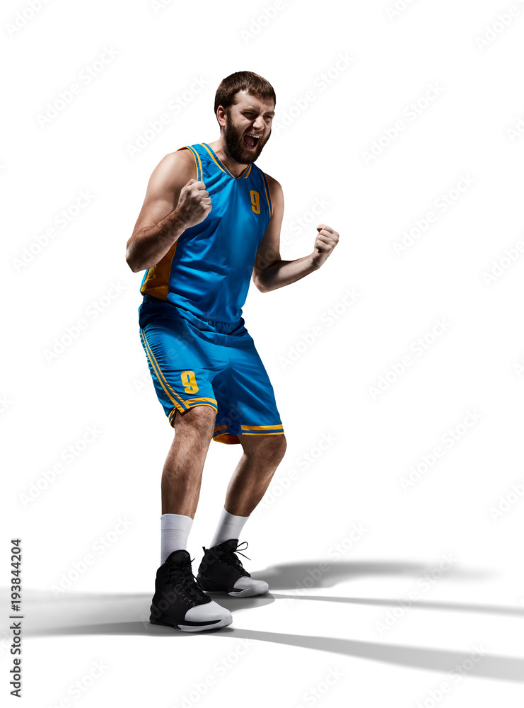 happy basketball player isolated in white happy basketball player isolated in white