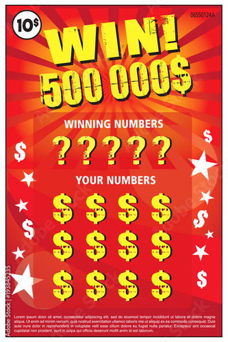 instant lottery ticket scratch off vector illustration