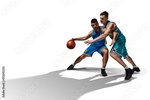 two basketball players gameplay isolated on white