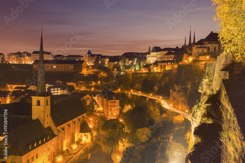 Panorama of Luxembourg City at sunset