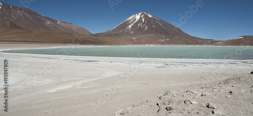 Laguna Verde is a highly concentrated salt lake located in the Eduardo Avaroa Andean Fauna National Park at the foot of the Licancabur volcano, Sur Lipez Province, Bolivia - South America  photo