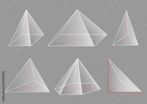 3d basic shapes. Collection of pyramids.