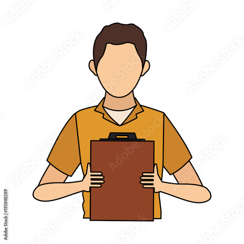 Worker man supervisor board icon vector illustration graphic design