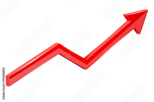 Red financial up moving arrow. Rising trend