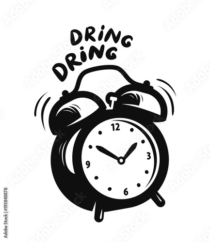 Wake up call, alarm clock is ringing. deadline icon or symbol. Vector illustration