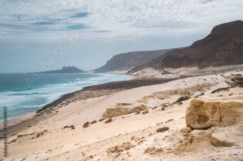 Freedom, space, solitude and lonely bay on the eastern coastline of Sao Vicente Island Cape Verde