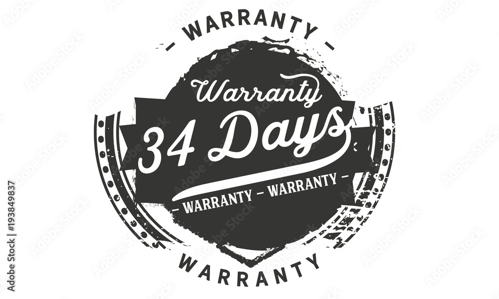 34 days warranty icon vintage rubber stamp guarantee