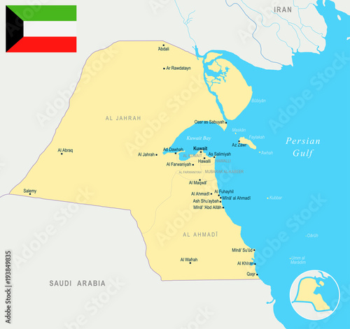 Kuwait  Map - Detailed Vector Illustration