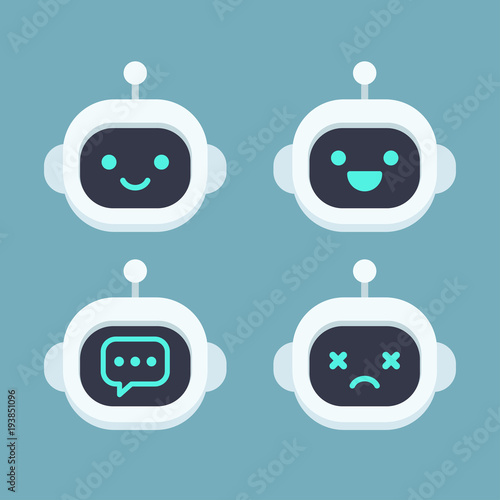 Cute robot face set
