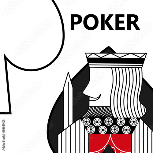 poker card gambling king with sword in sign spade vector illustration photo